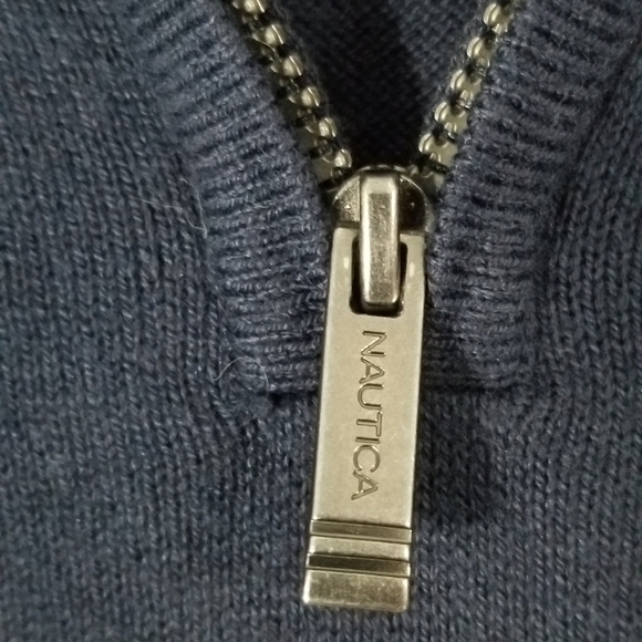 Navtech by Nautica 1/4 Zip Long Sleeve Sweater. Navy and Tan. Size Large. - Picture 4 of 7